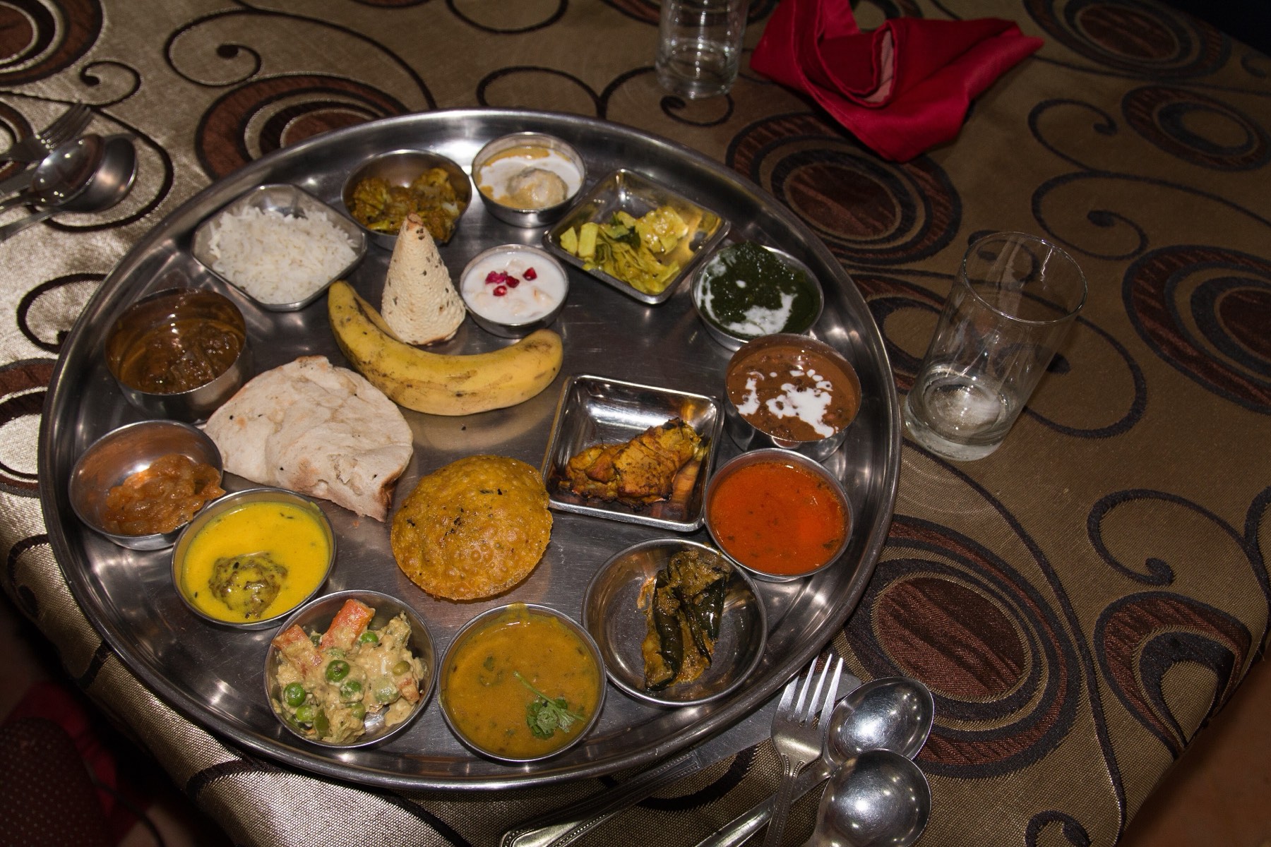 An Indian thali meal